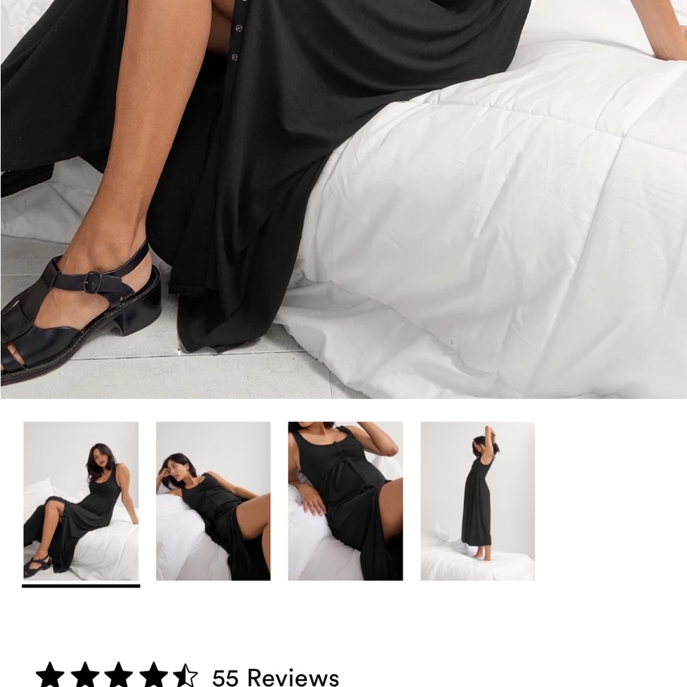 Hatch Maternity and Nursing Black Midi Dress - the softest rib